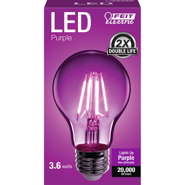 Feit Electric Feit A19 E26 (Medium) Filament LED Bulb Purple 30 Watt Equivalence 1 pk A19/TP/LED - main
